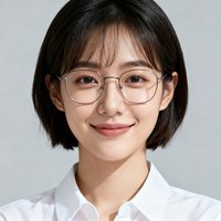 一位年轻女性用户的职业头像照片，干练短发戴着细框眼镜